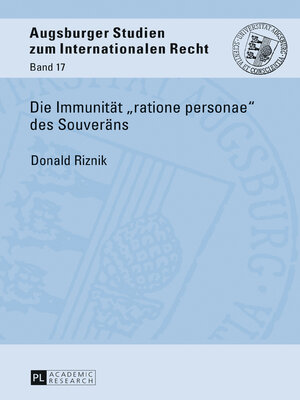 cover image of Die Immunität «ratione personae» des Souveräns